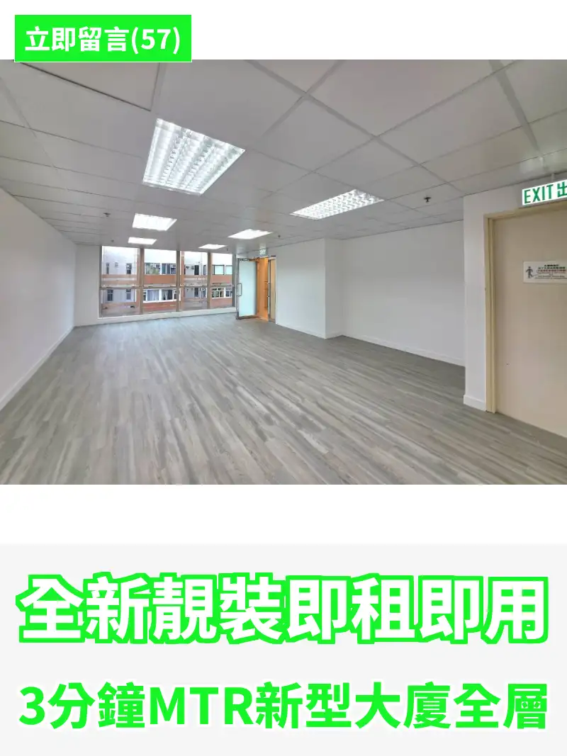 全新靚裝即租即用 3分鐘MTR新型大廈全層